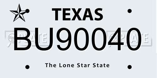 BU90040 Texas License Plate