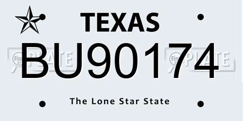 BU90174 Texas License Plate