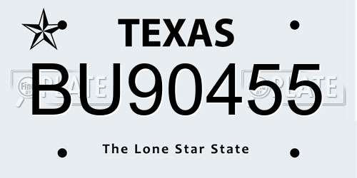 BU90455 Texas License Plate