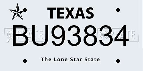 BU93834 Texas License Plate