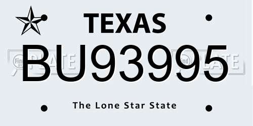 BU93995 Texas License Plate