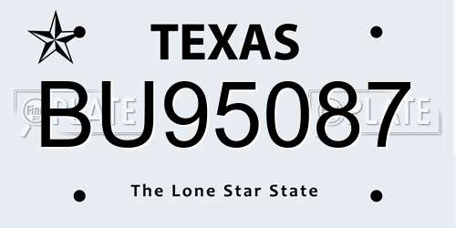 BU95087 Texas License Plate
