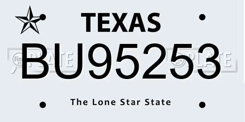 BU95253 Texas License Plate