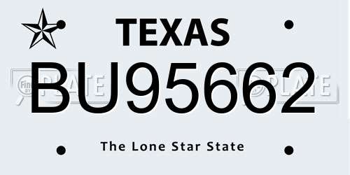 BU95662 Texas License Plate