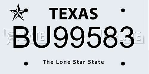 BU99583 Texas License Plate