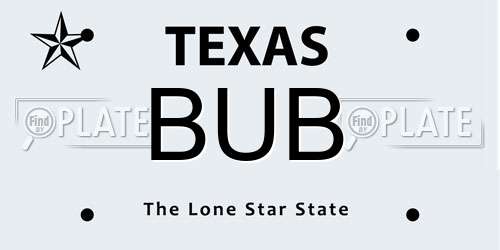 BUB Texas License Plate