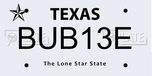 BUB13E Texas License Plate