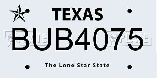 BUB4075 Texas License Plate