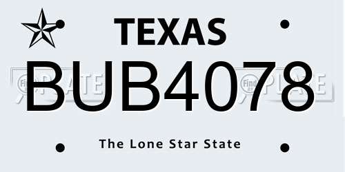 BUB4078 Texas License Plate