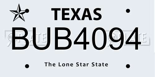 BUB4094 Texas License Plate