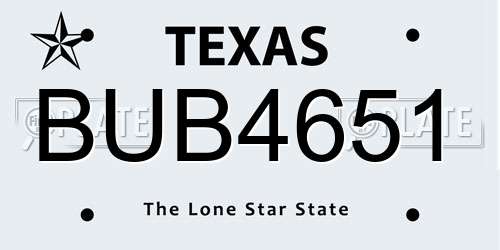 BUB4651 Texas License Plate