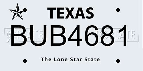 BUB4681 Texas License Plate