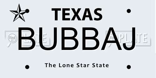 BUBBAJ Texas License Plate