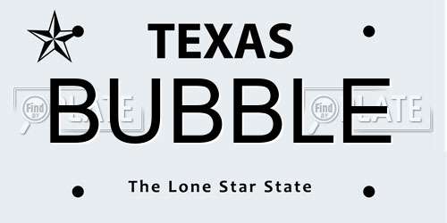 BUBBLE Texas License Plate
