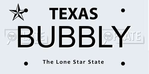BUBBLY Texas License Plate