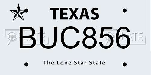 BUC856 Texas License Plate