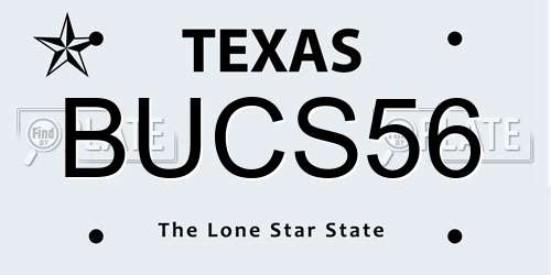 BUCS56 Texas License Plate