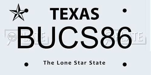 BUCS86 Texas License Plate