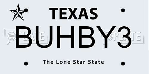 BUHBY3 Texas License Plate