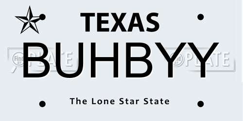 BUHBYY Texas License Plate
