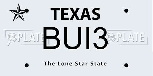 BUI3 Texas License Plate