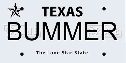 BUMMER Texas License Plate