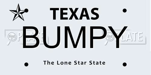 BUMPY Texas License Plate