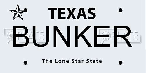 BUNKER Texas License Plate