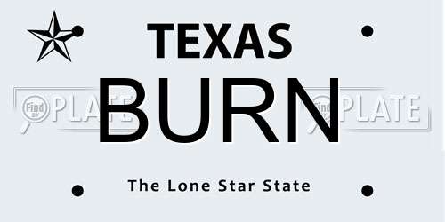 BURN Texas License Plate