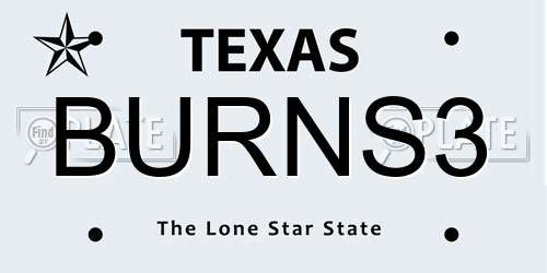 BURNS3 Texas License Plate