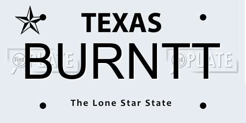 BURNTT Texas License Plate