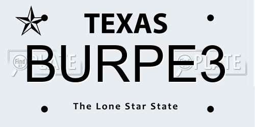 BURPE3 Texas License Plate