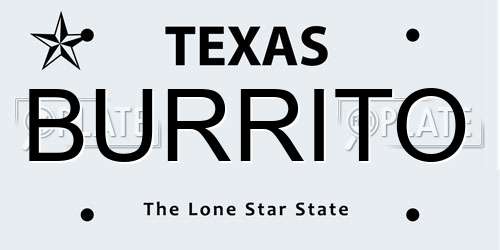 BURRITO Texas License Plate