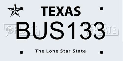 BUS133 Texas License Plate
