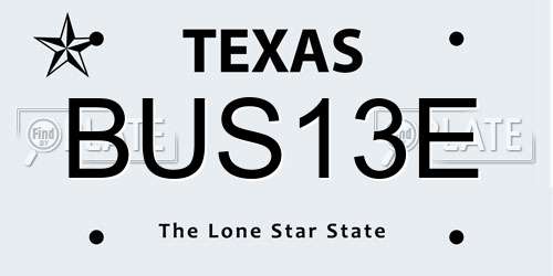 BUS13E Texas License Plate