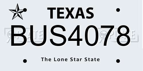 BUS4078 Texas License Plate