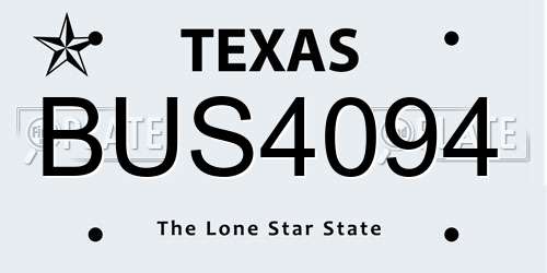 BUS4094 Texas License Plate