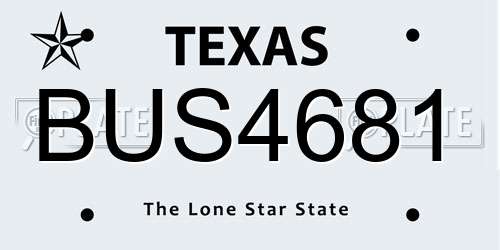 BUS4681 Texas License Plate