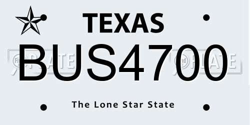 BUS4700 Texas License Plate
