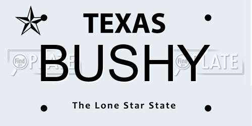 BUSHY Texas License Plate