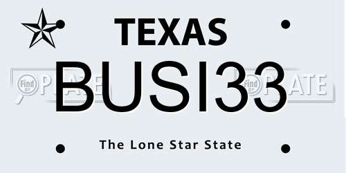 BUSI33 Texas License Plate