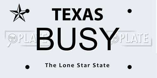 BUSY Texas License Plate