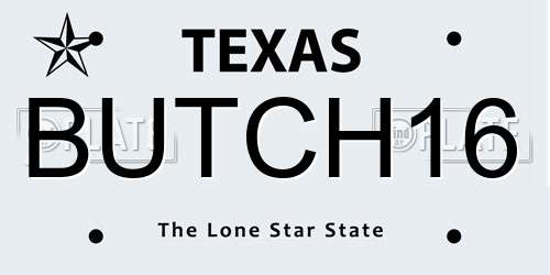 BUTCH16 Texas License Plate