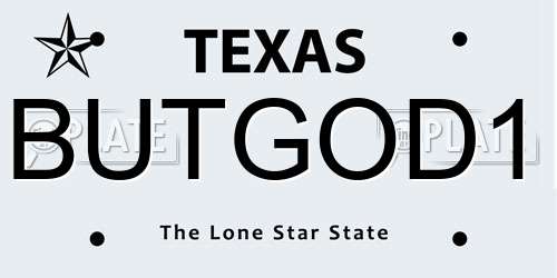 BUTGOD1 Texas License Plate