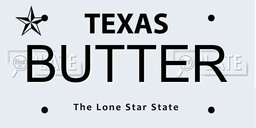 BUTTER Texas License Plate