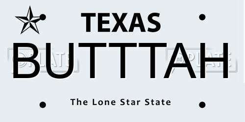 BUTTTAH Texas License Plate