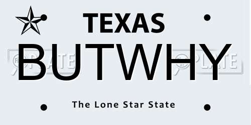 BUTWHY Texas License Plate