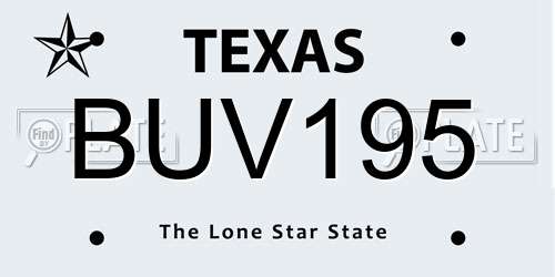 BUV195 Texas License Plate
