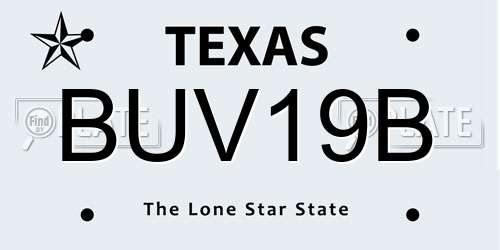 BUV19B Texas License Plate