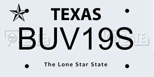 BUV19S Texas License Plate